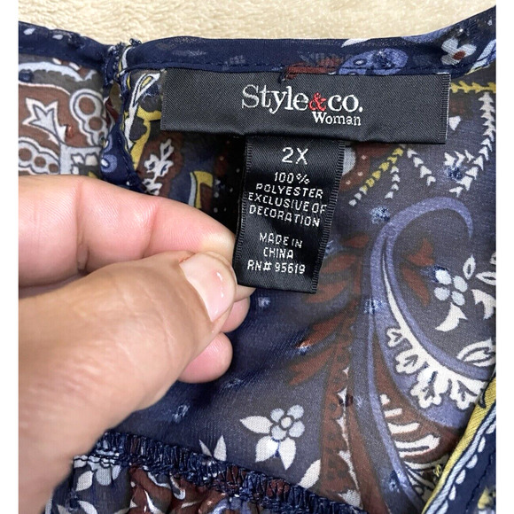 Style &Co Top Women’s Size 2X Boohoo Floral Paisley Boydell High-low Hem Blouse - Picture 4 of 11